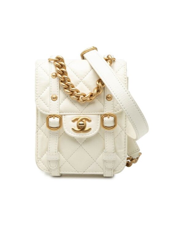 Chanel Handbags - Chanel CC Logo Quilted Chain Shoulder Bag 2-Way White